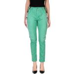 Pantalons taille haute Manila Grace vert clair à effet vieilli en coton pour femme 