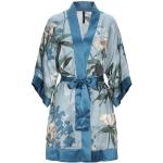 Manteaux Manila Grace bleu canard à fleurs en viscose avec ceinture à manches courtes Taille XXS pour femme 