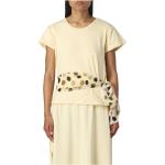 T-shirts Manila Grace beiges à pois en viscose à manches courtes look monochrome 
