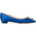 Ballerines Manolo Blahnik bleues en velours en cuir Pointure 41 look casual pour femme 