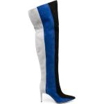 Cuissardes Manolo Blahnik bleues à rayures en velours à talons aiguilles à bouts pointus Pointure 40 pour femme en promo 