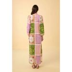 Robes Manoush multicolores patchwork en dentelle à manches longues maxi à manches longues Taille L pour femme 