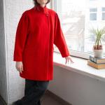 Vestes vintage rouges en laine à motif Autriche à col montant pour femme 