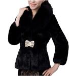 Vestes d'hiver noires à carreaux en fourrure à motif animaux à capuche Taille L plus size look fashion pour femme 
