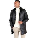 Manteaux en cuir D'arienzo noirs en cuir d'agneau à motif moutons avec col en fourrure Taille XXL pour homme en promo 
