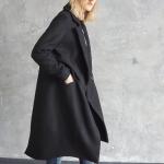 Manteaux en laine gris en polyester asymétriques à manches longues Taille L pour femme 