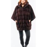 Manteaux en fourrure d'hiver rouge bordeaux en fourrure à capuche à manches trois-quart Taille L pour femme 