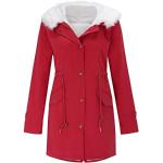 Vestes de ski rouges en cuir synthétique imperméables coupe-vents à capuche Taille L plus size 