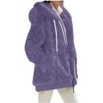 Vestes de ski violettes en velours coupe-vents à capuche Taille L plus size look fashion pour femme 