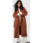 Manteaux en laine Boohoo marron chocolat avec ceinture à manches longues Taille S look casual pour femme en promo 