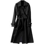 Manteaux en laine de printemps noirs à effet léopard en fourrure avec ceinture coupe-vents Taille 4 XL look fashion pour femme 