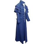 Vestes de randonnée d'automne bleues en velours à franges coupe-vents à manches courtes Taille XL plus size steampunk pour homme 
