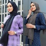 Hijabs gris en denim à perles look fashion pour femme 