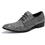 Chaussures oxford de mariage grises en cuir respirantes à bouts pointus à lacets Pointure 41 plus size classiques pour homme 