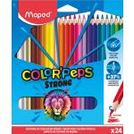 Maped, Écriture + dessin, Crayon de couleur triangulaire COLOR'PEPS STRONG, étui carton de 24 pièces (Multicolore, 24 x)