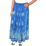 MapleClothing Femmes Indiennes Jupes Longues Maxi Longueur Cheville Inde Vêtements (Bleu)