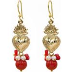 Boucles d'oreilles en perles de mariage dorées en céramique à perles fait main look fashion pour femme en promo 