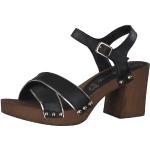 Sandales à talons Marco Tozzi noires en cuir Pointure 38 look fashion pour femme 