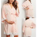 Chemises de nuit de grossesse roses en dentelle à manches trois-quart Taille 3 XL look casual pour femme 