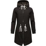 Vestes de randonnée Marikoo noires en shoftshell imperméables coupe-vents respirantes à capuche Taille M look fashion pour femme 