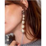 Boucles d'oreilles en perles de créateur Marni blanches en résine à clous pour femme 