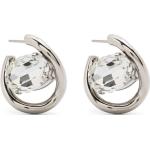 Boucles d'oreilles de créateur Marni argentées en cristal à strass à motif papillons en argent pour femme 