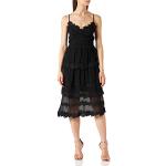 Marque Amazon - TRUTH & FABLE Robe en mousseline de soie pour femmes avec broderie florale, Noir (Black), 38, Label:S