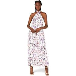 Marque Amazon - TRUTH & FABLE Robe Longue Trapèze Femme, Multicolore (impression florale blanche)., 40, Label:M