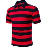 Polos de rugby rouge bordeaux à rayures à manches longues Taille XXL plus size look fashion pour homme 