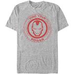 Marvel Avengers Classic-Power of Iron Man Organic Short Sleeve T-Shirt, Melange Grey, S Unisex