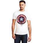 T-shirts col rond blancs en coton Captain America lavable en machine à manches courtes à col rond Taille L classiques pour homme 