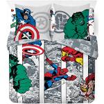 Draps housse multicolores en coton The Avengers 200x200 cm 2 places pour enfant 