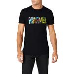 Marvel Homme Marvel T-shirt avec Logo Comic Strip T shirt, Noir, L EU