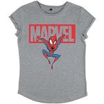 T-shirts gris à manches courtes Marvel bio à manches courtes Taille S look fashion pour femme 