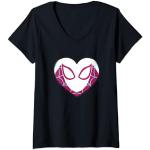 Marvel Spider-Man Ghost Spider Spider-Gwen Heart Mask Logo T-Shirt avec Col en V