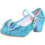 Chaussures de soirée bleues en caoutchouc à perles en cuir imperméables à fermetures éclair Pointure 27 look fashion pour fille 