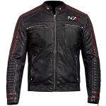 Vestes de moto  noires à logo en cuir synthétique Mass Effect à col rond Taille L look fashion pour homme 