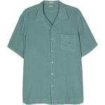 Chemises Massimo Alba vert d'eau en popeline à manches courtes classiques pour homme 