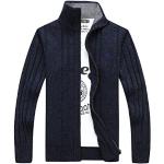 MatchLife Homme Nouveau Col Montant Toison Manteau Pull Cardigans Style2 Bleu XL