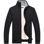 MatchLife Homme Nouveau Col Montant Toison Manteau Pull Cardigans (XL, Style1-Noir)
