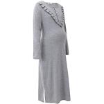 Pyjamas de grossesse gris clair à volants à manches longues look fashion pour femme 