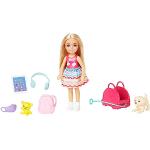 Barbie® Chelsea en Voyage Coffret poupée Chelsea et accessoires de voyage, 1 chiot et 6 éléments dont un sac de transport, HJY17