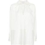 Chemises Max Mara blanches à rayures col italien à manches longues col cassé Taille XL pour femme 