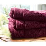 Serviettes de bain Blanc des Vosges roses en éponge compatible sèche-linge 100x150 