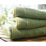 Serviettes de bain Blanc des Vosges vertes en éponge compatible sèche-linge 100x150 