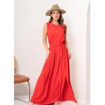 Robes d'été rouges maxi sans manches Taille 3 XL plus size look fashion pour femme 