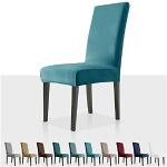 Housses de chaise bleues en velours extensibles en lot de 4 pour enfant 