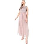 Robes de cocktail de mariée roses en polyester à paillettes maxi sans manches Taille XL look fashion pour femme 