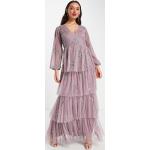 Robes longues Maya violettes à volants longues Taille XL classiques pour femme en promo 