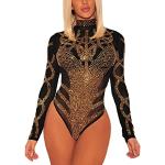 Body noirs à strass Taille L look sexy pour femme 